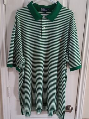 Rare Vtg 90s Polo Ralph Lauren Striped Polo Shirt Flesh Pony Logo Tennis Tails